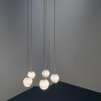 Pendant Light | Black Glass Dome & Metal Frame | Adjustable Height