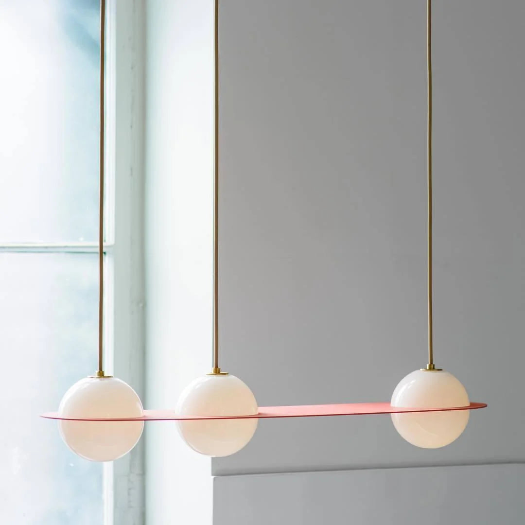 Pendant Light | Black Glass Dome & Metal Frame | Adjustable Height