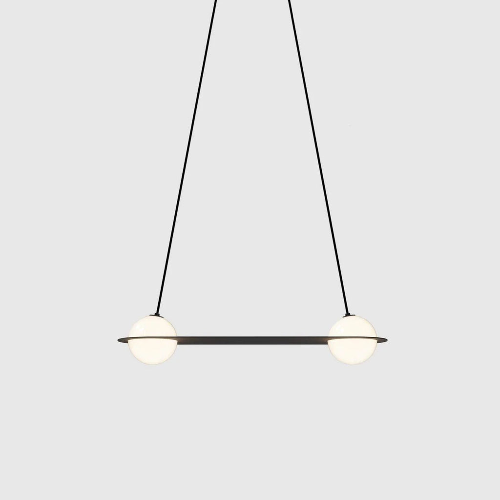 Pendant Light | Black Glass Dome & Metal Frame | Adjustable Height