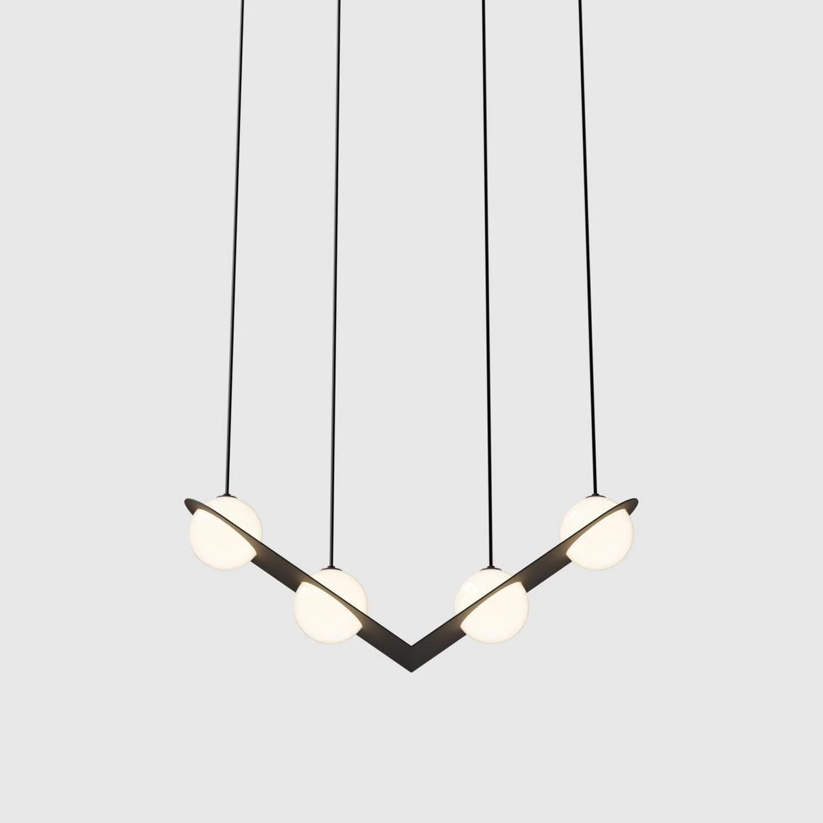 Pendant Light | Black Glass Dome & Metal Frame | Adjustable Height