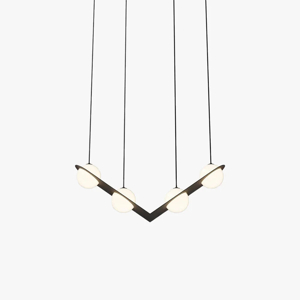 Pendant Light | Black Glass Dome & Metal Frame | Adjustable Height