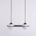 Pendant Light | Black Glass Dome & Metal Frame | Adjustable Height