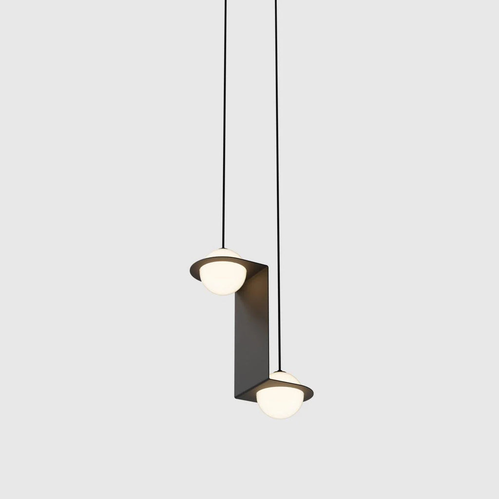 Pendant Light | Black Glass Dome & Metal Frame | Adjustable Height