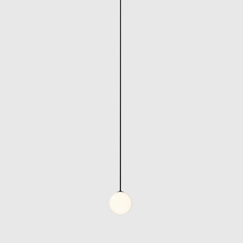 Pendant Light | Black Glass Dome & Metal Frame | Adjustable Height