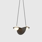 Pendant Light | Black Glass Dome & Metal Frame | Adjustable Height