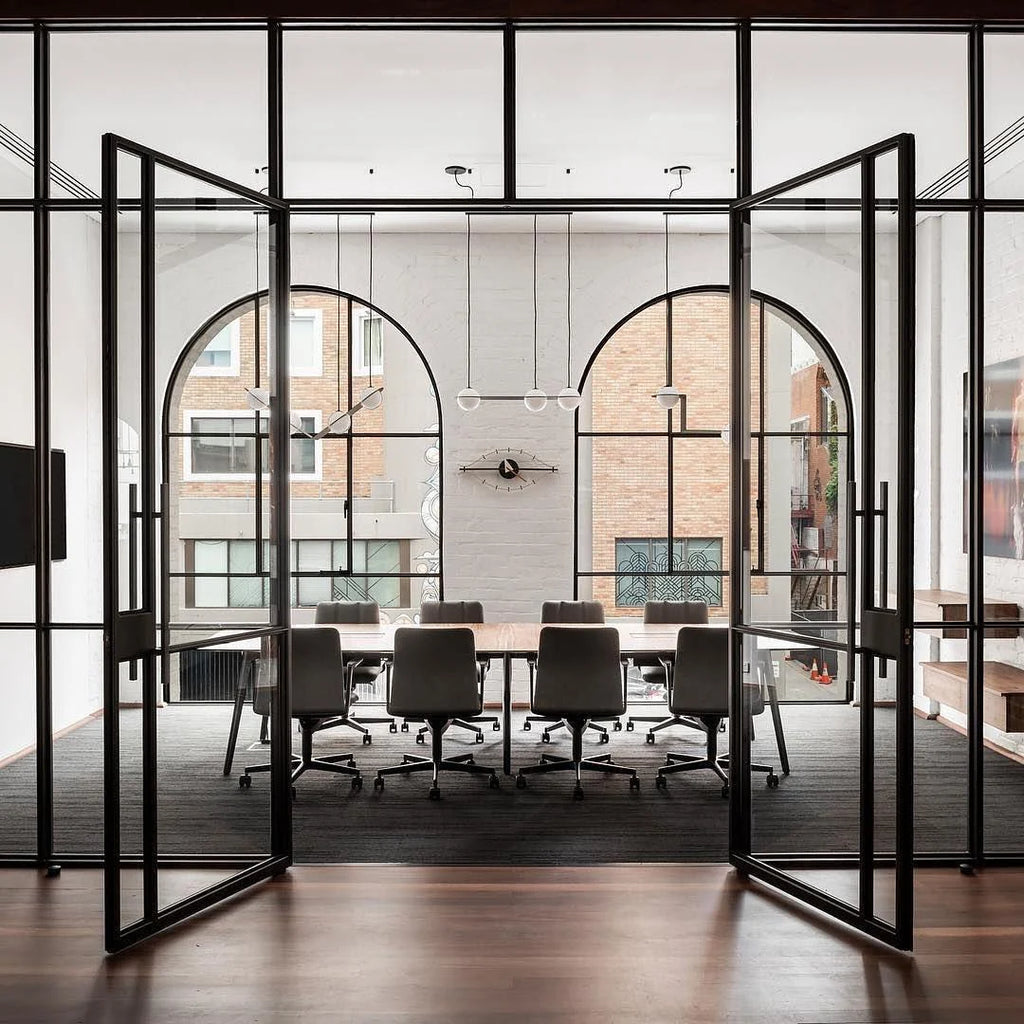 Pendant Light | Black Glass Dome & Metal Frame | Adjustable Height