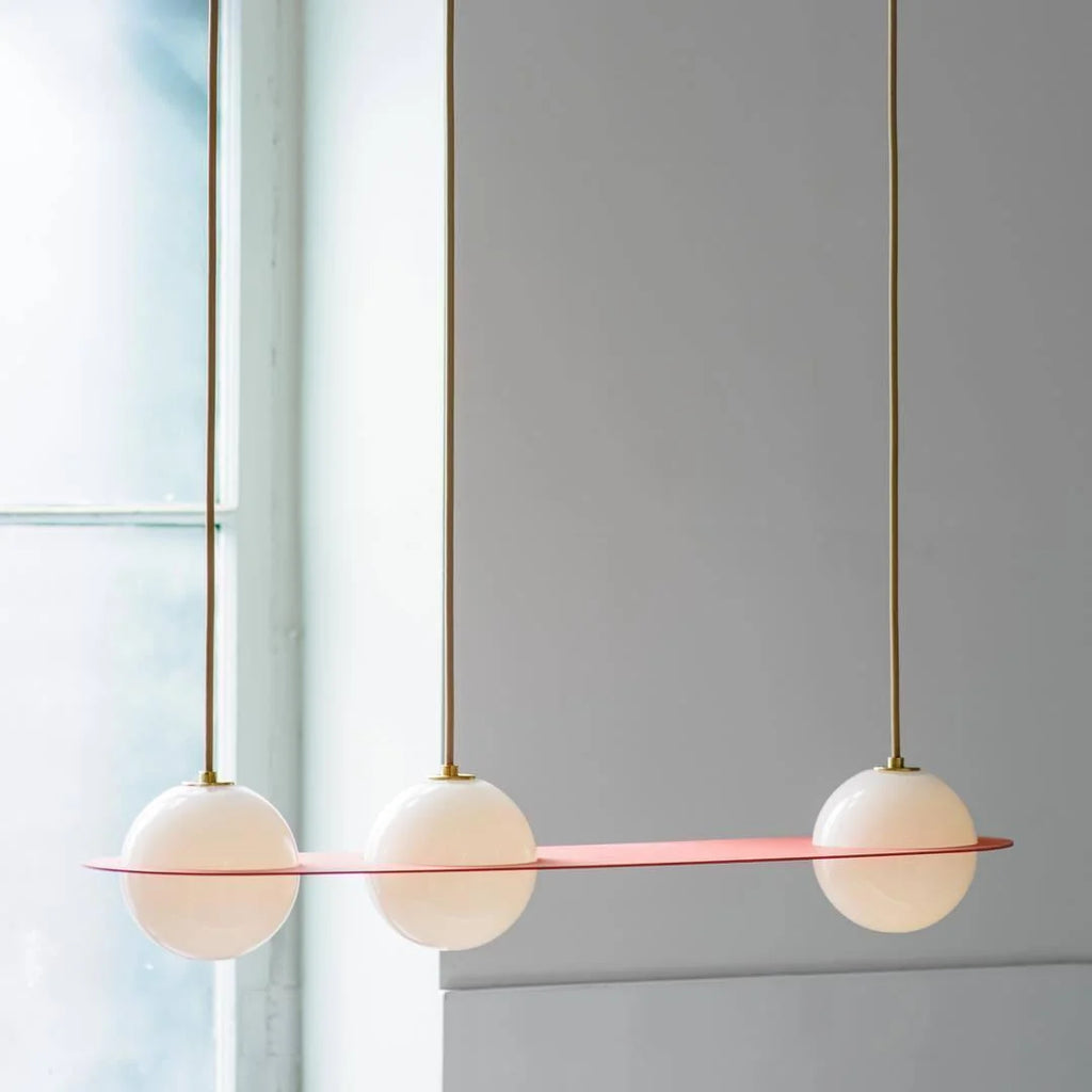 Pendant Light | Black & White Glass Shade & Adjustable Height | Hardwired
