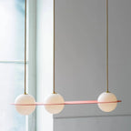 Pendant Light | Black & White Glass Shade & Adjustable Height | Hardwired