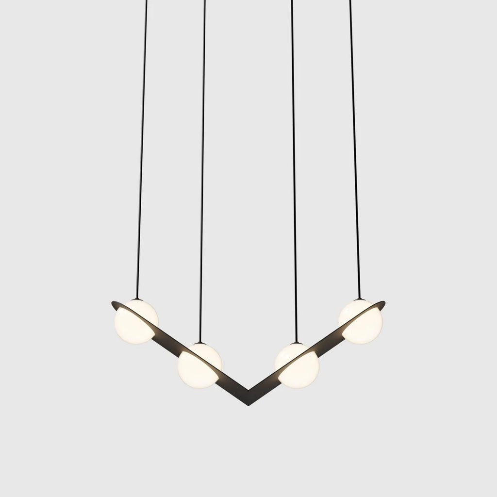 Pendant Light | Black & White Glass Shade & Adjustable Height | Hardwired