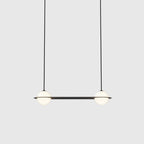 Pendant Light | Black & White Glass Shade & Adjustable Height | Hardwired