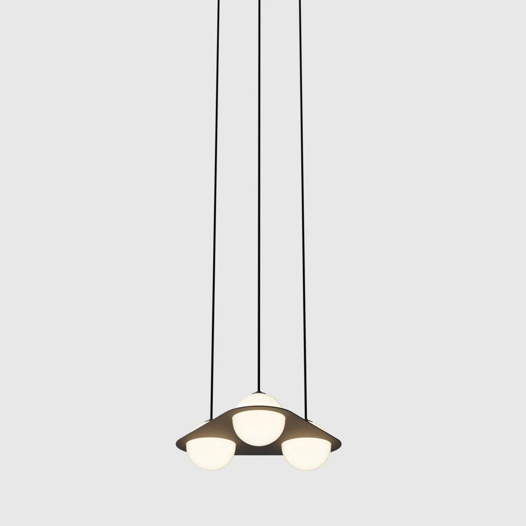 Pendant Light | Black & White Glass Shade & Adjustable Height | Hardwired