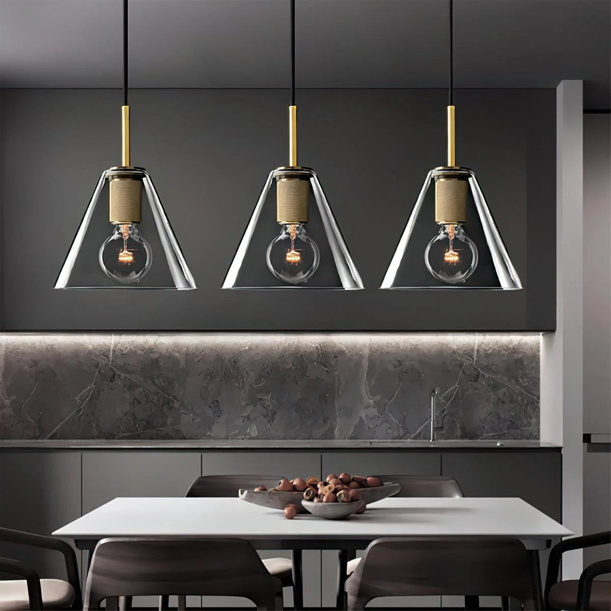 Pendant Light | Brass & Glass | Hardwired & Dimmer Compatible
