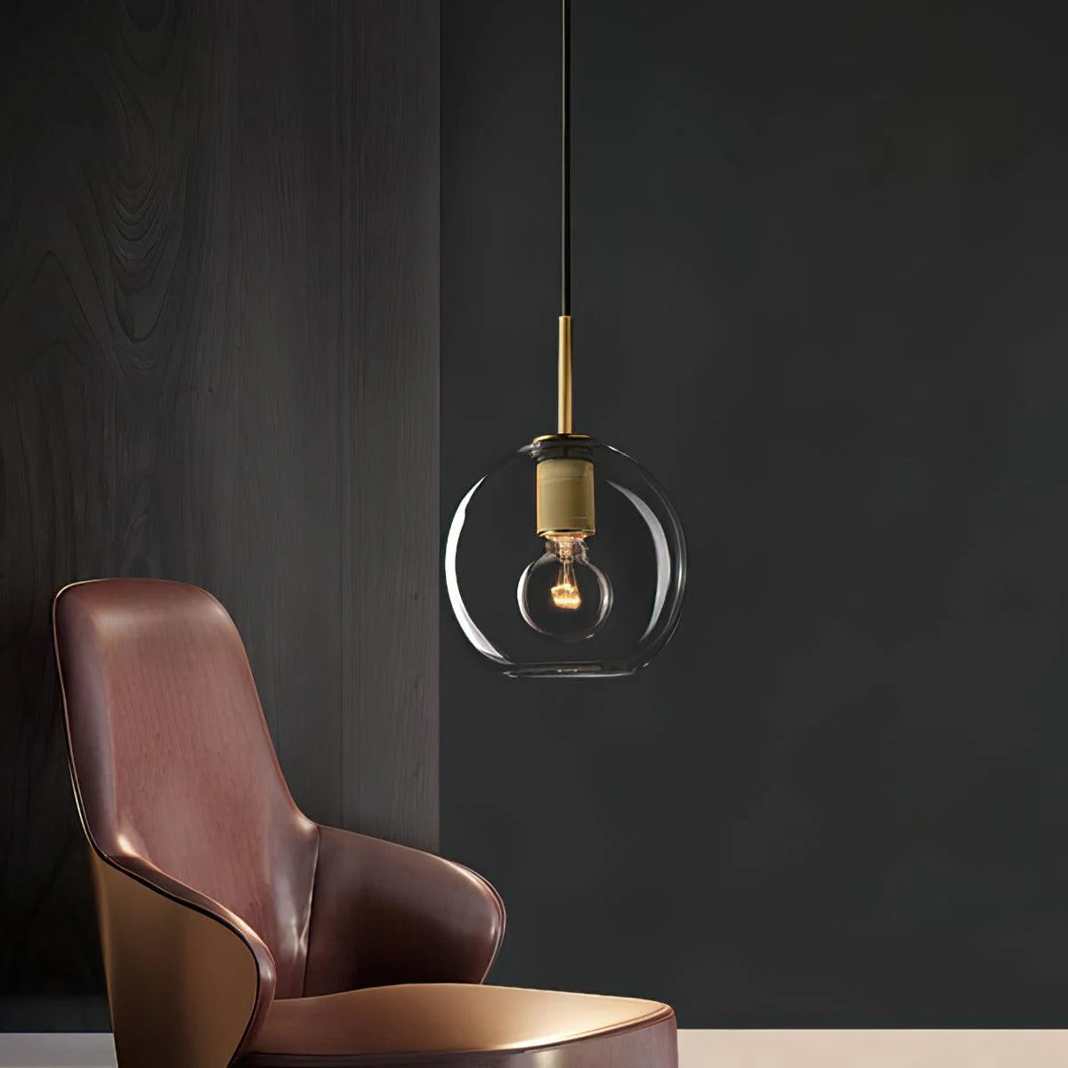 Pendant Light | Brass & Glass | Hardwired & Dimmer Compatible
