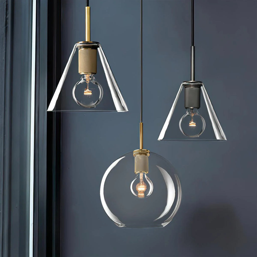 Pendant Light | Brass & Glass | Hardwired & Dimmer Compatible
