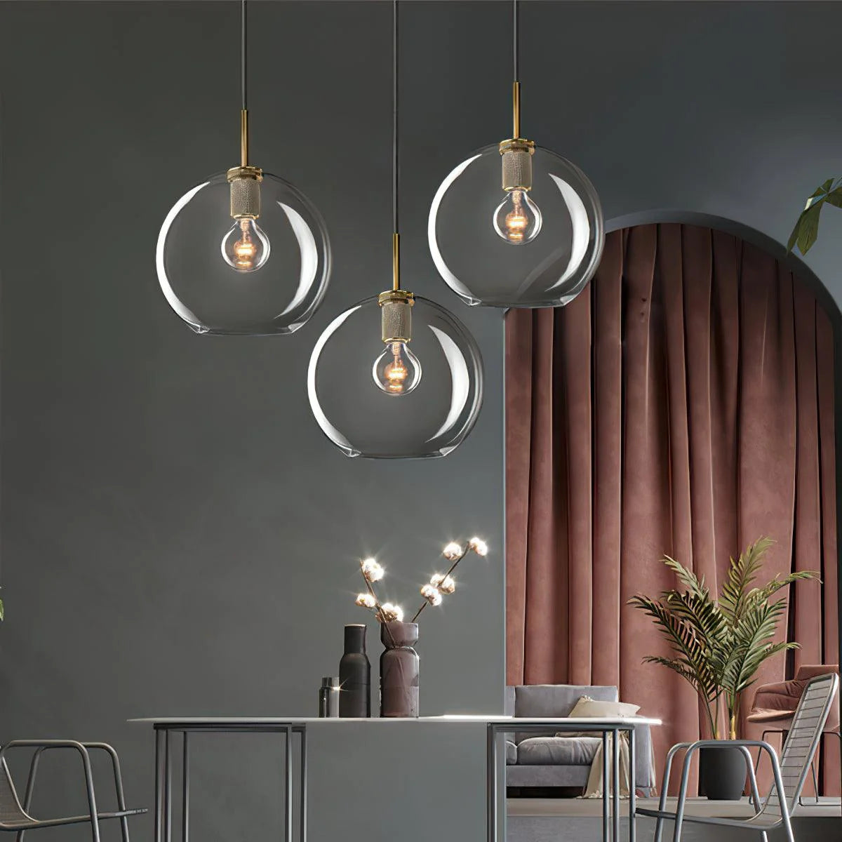 Pendant Light | Brass & Glass | Hardwired & Dimmer Compatible