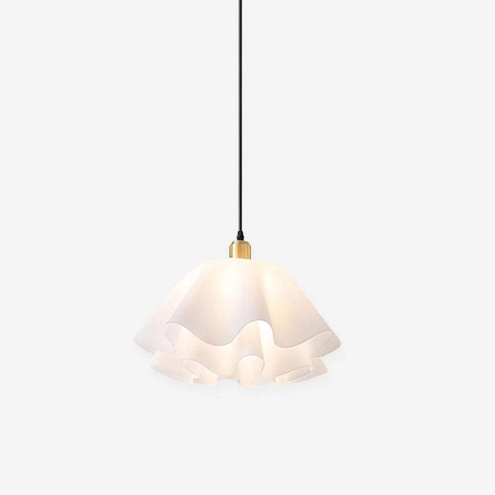 Pendant Light | Brass & White Plastic Shade | Adjustable Height