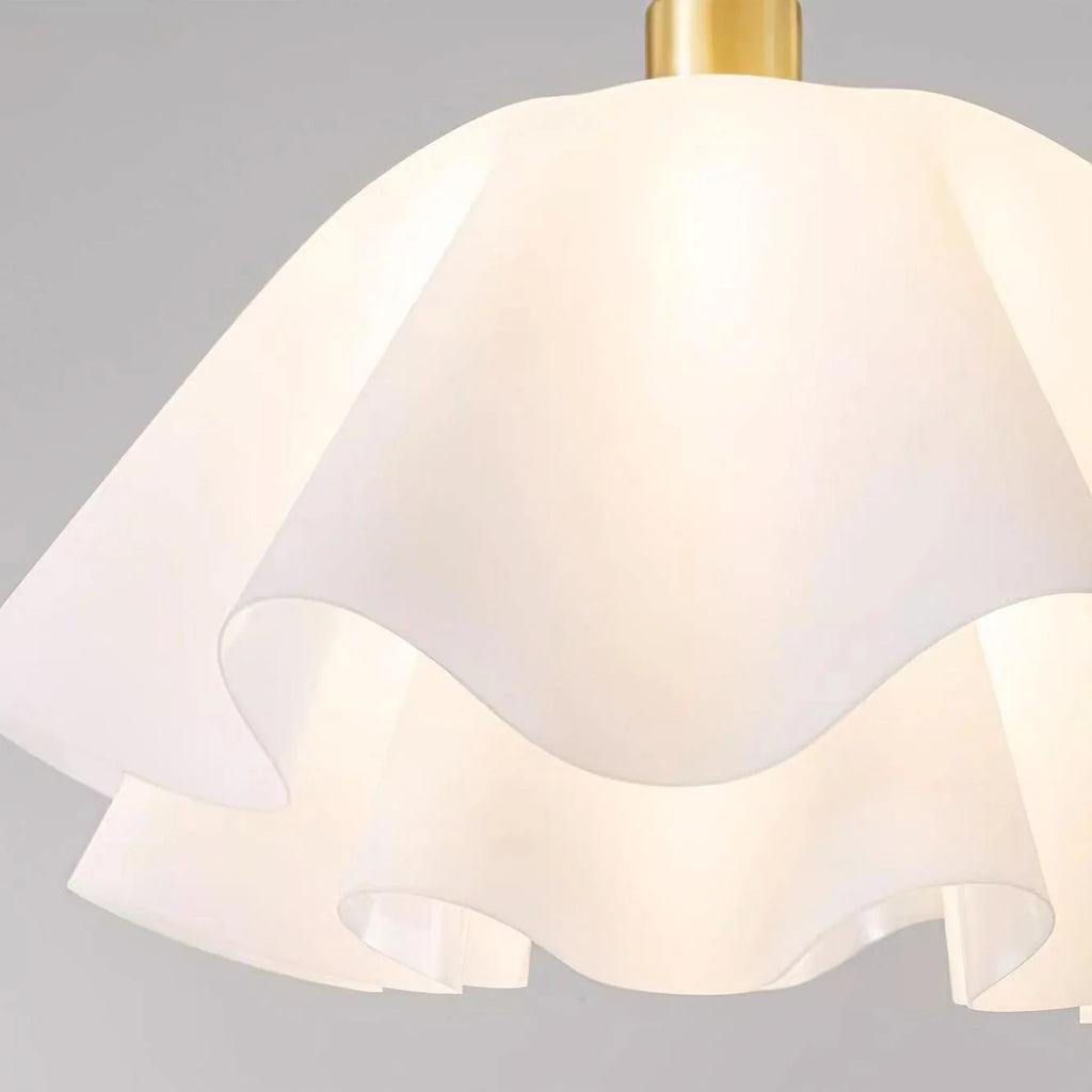 Pendant Light | Brass & White Plastic Shade | Adjustable Height