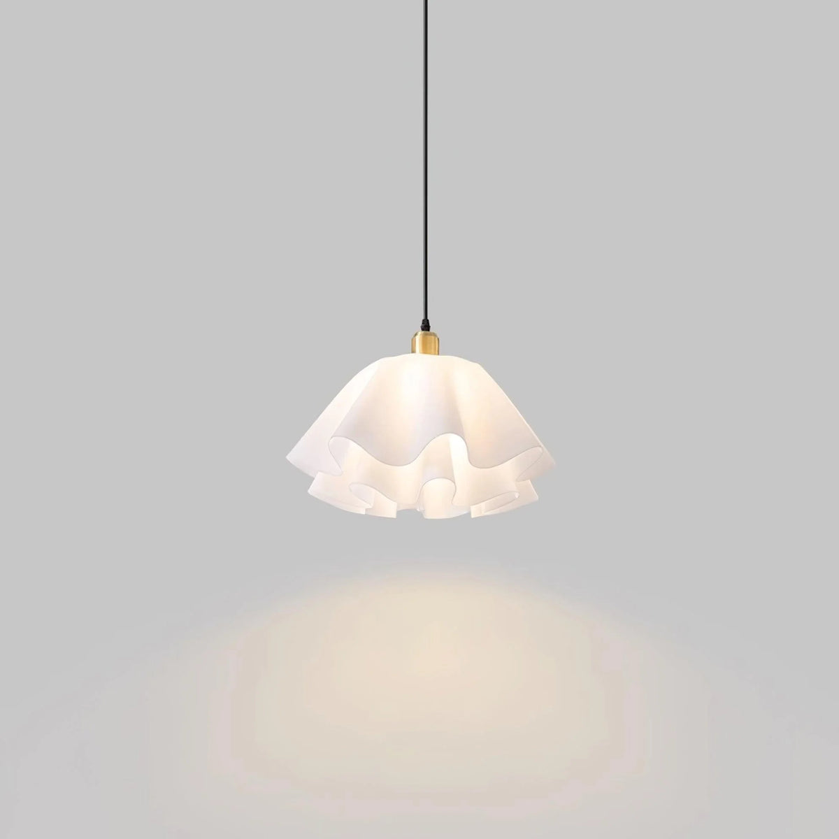 Pendant Light | Brass & White Plastic Shade | Adjustable Height