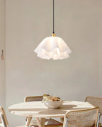 Pendant Light | Brass & White Plastic Shade | Adjustable Height