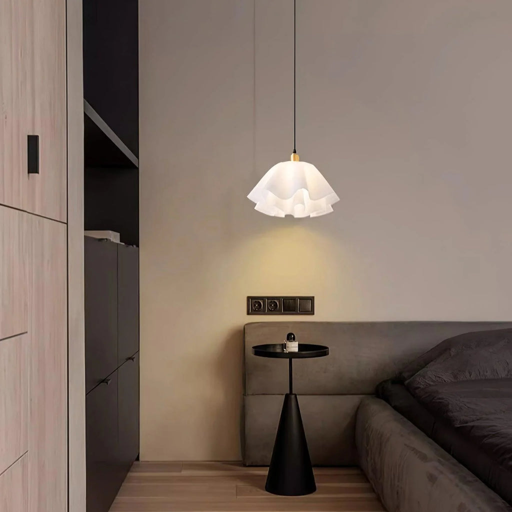 Pendant Light | Brass & White Plastic Shade | Adjustable Height