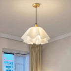 Pendant Light | Brass & White Plastic Shade | Adjustable Height