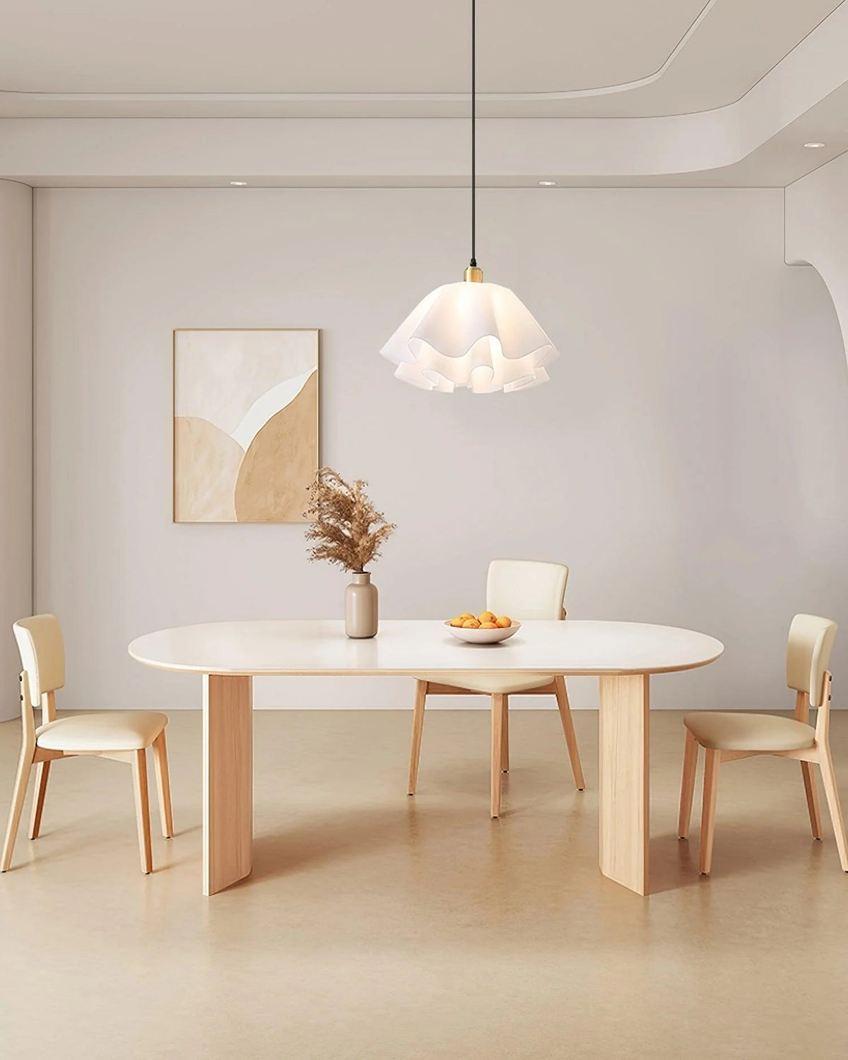 Pendant Light | Brass & White Plastic Shade | Adjustable Height