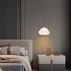 Pendant Light | Brass & White Plastic Shade | Adjustable Height