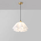 Pendant Light | Brass & White Plastic Shade | Adjustable Height