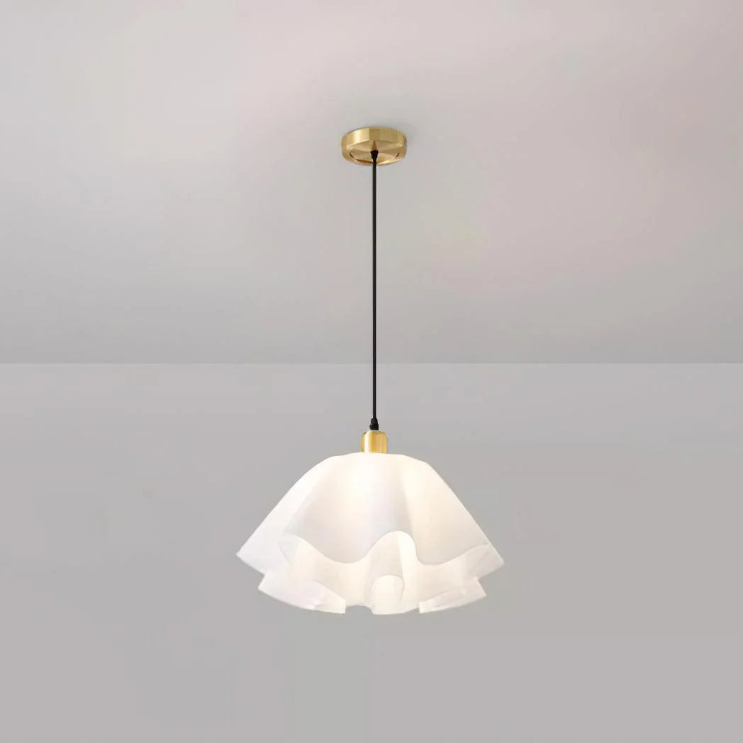 Pendant Light | Brass & White Plastic Shade | Adjustable Height