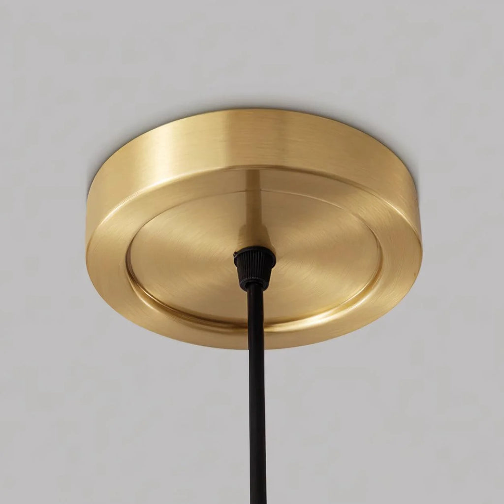 Pendant Light | Brass & White Plastic Shade | Adjustable Height
