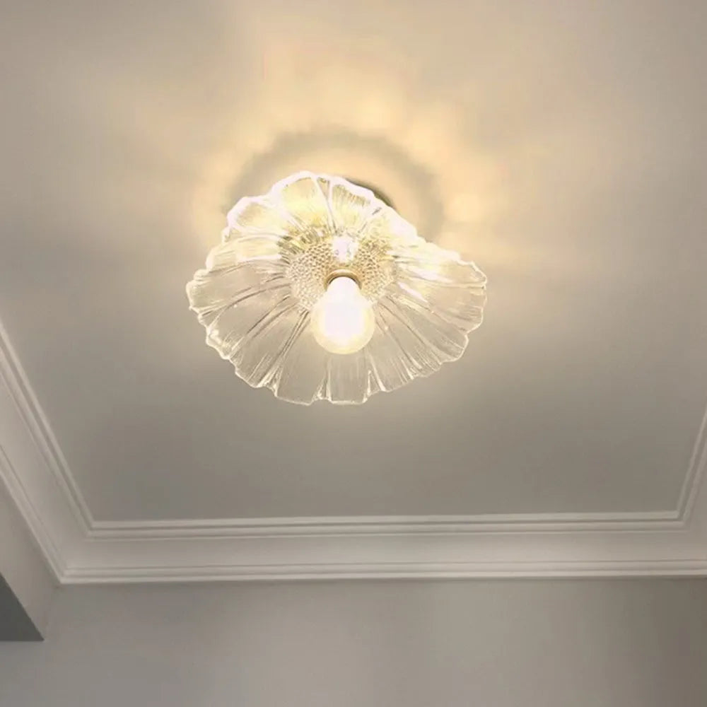 Pendant Light | Clear Glass Petals & Retro Brass