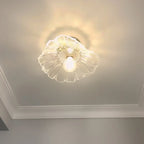 Pendant Light | Clear Glass Petals & Retro Brass