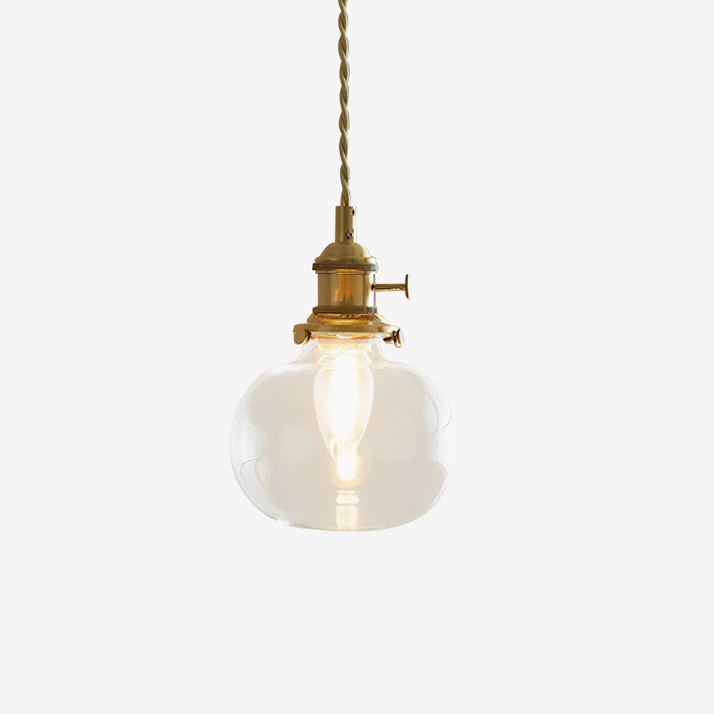 Pendant Light | Clear Glass Shade & Brass Finish | 150 cm Adjustable Wire