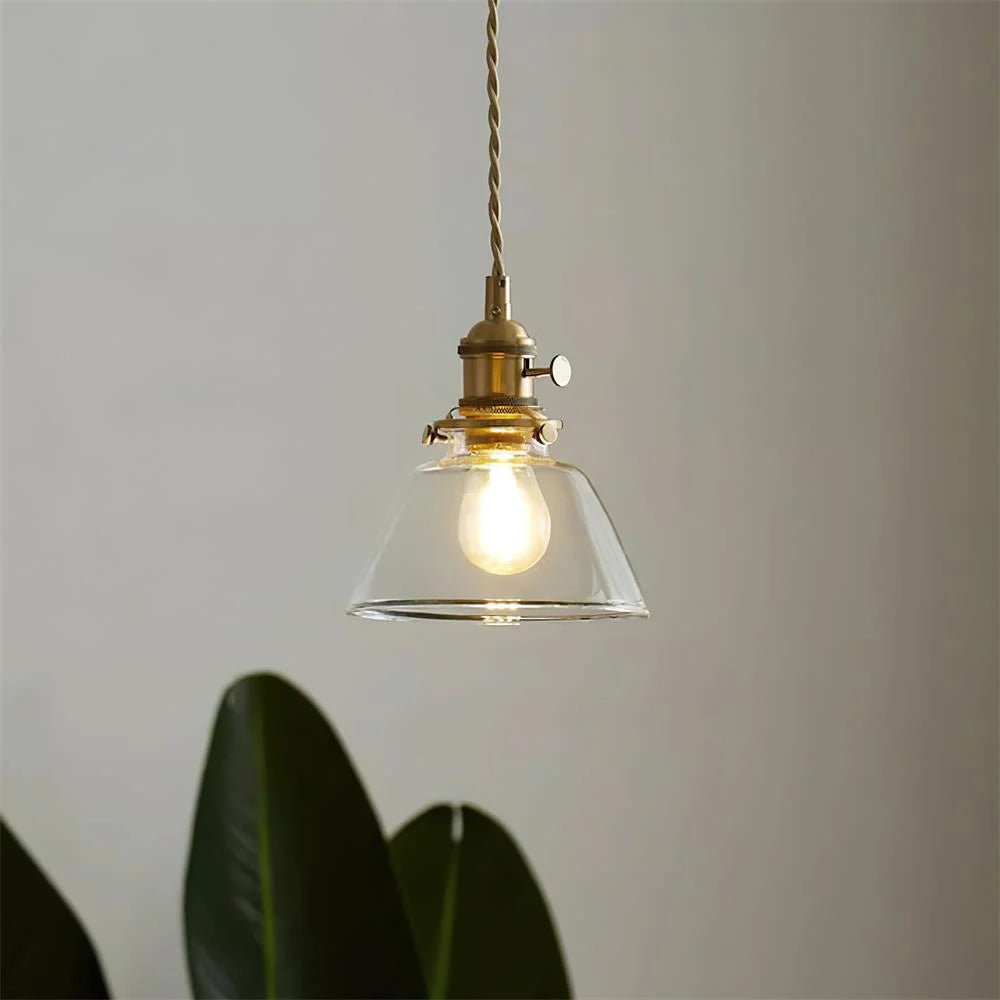 Pendant Light | Clear Glass Shade & Brass Finish | 150 cm Adjustable Wire