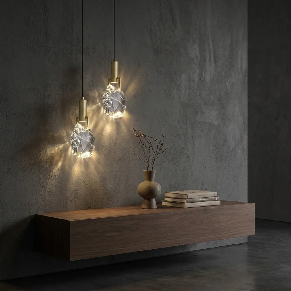 Pendant Light | Crystal & Polished Copper | Adjustable Cord 150 cm