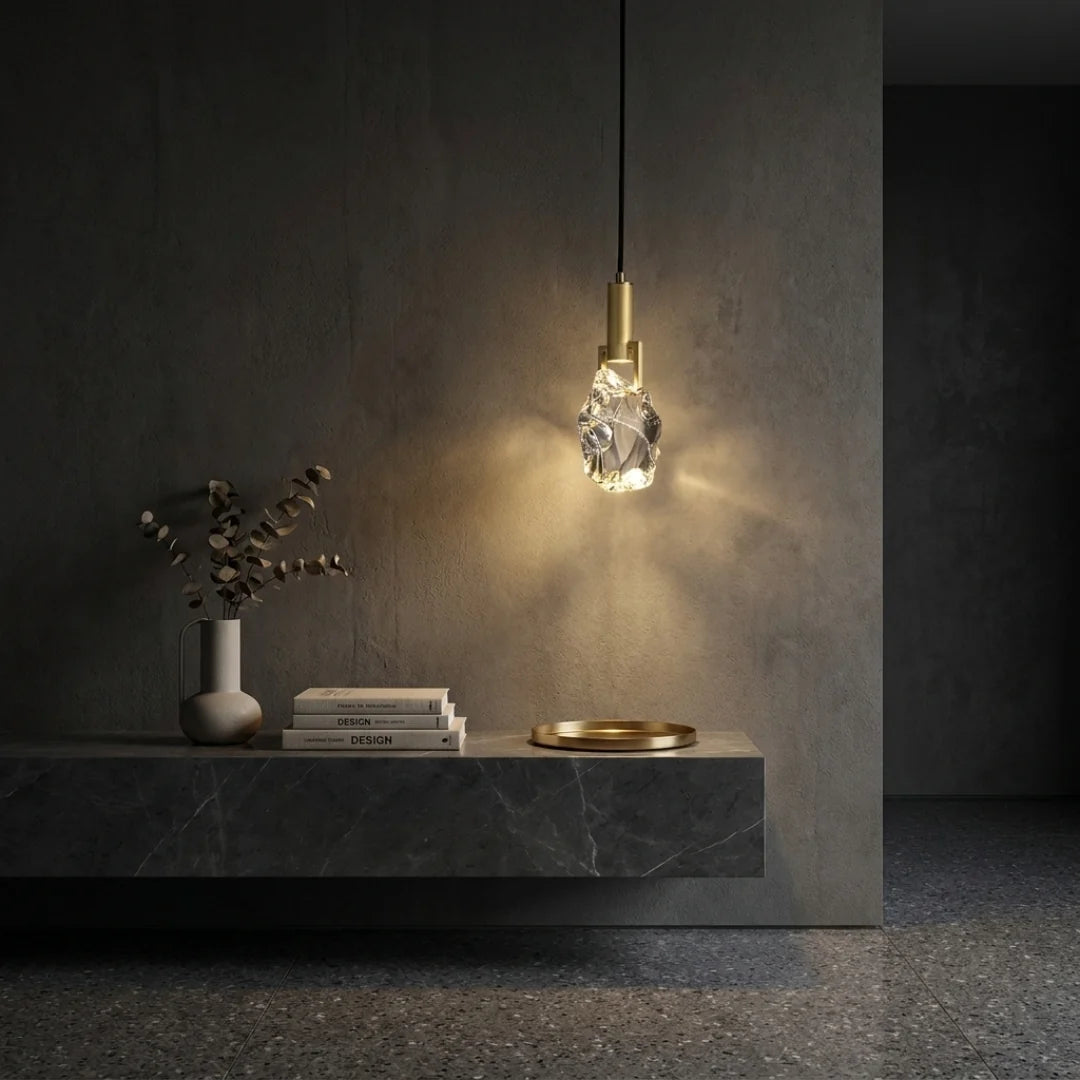 Pendant Light | Crystal & Polished Copper | Adjustable Cord 150 cm