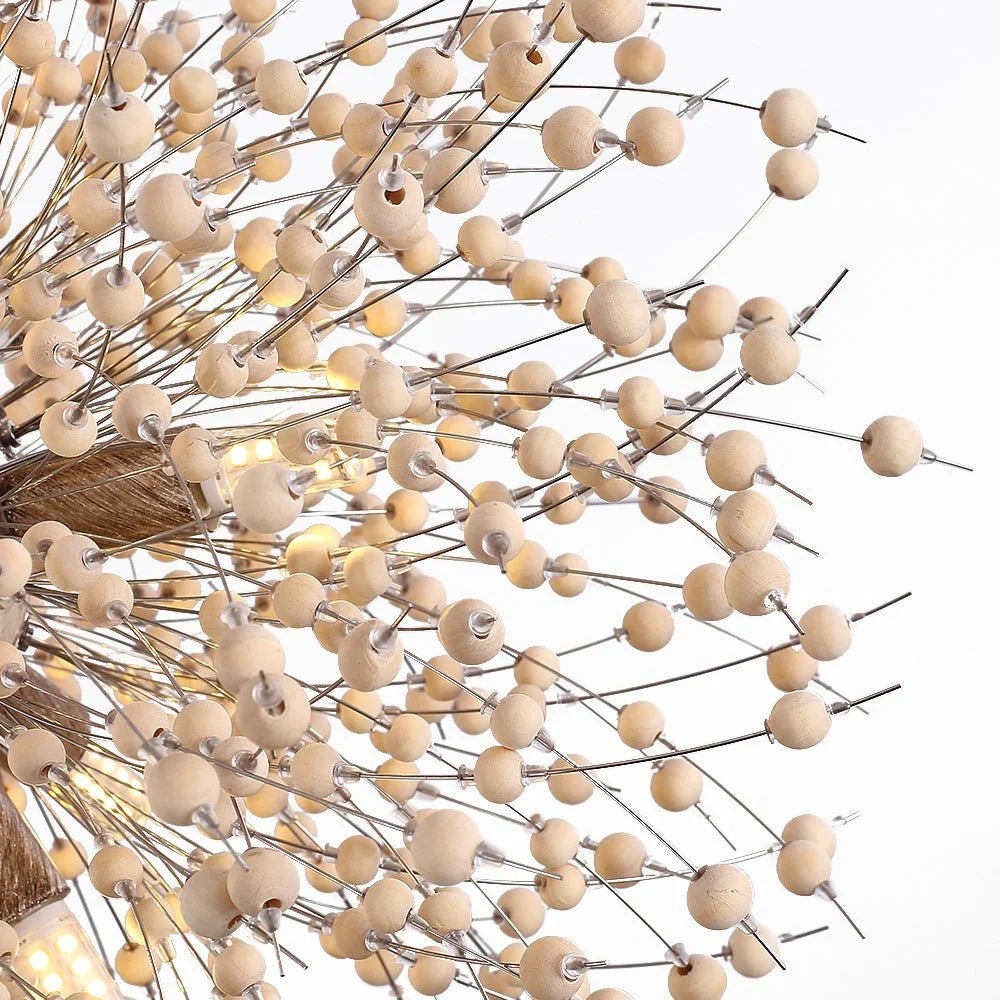 Pendant Light | Dandelion Starburst & Whitewashed Wood Beads | 40/50 cm