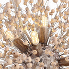 Pendant Light | Dandelion Starburst & Wood Beads | 8/9 Lights