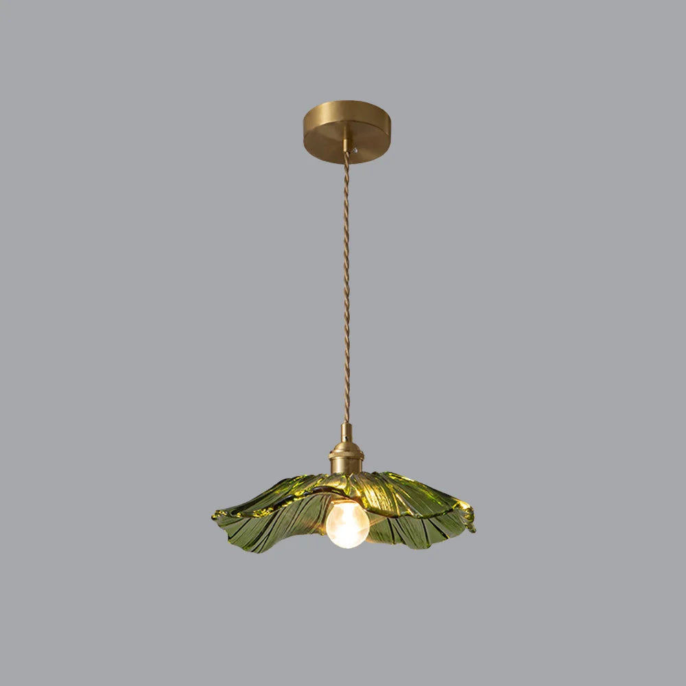 Pendant Light | Flower Glass Shade & Brass Details