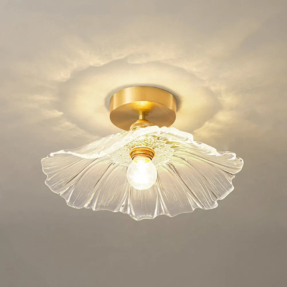 Pendant Light | Flower Glass Shade & Brass Details