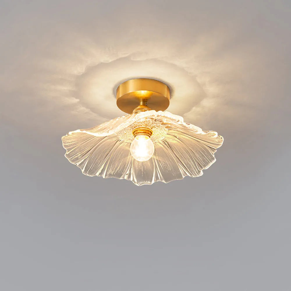 Pendant Light | Flower Glass Shade & Brass Details