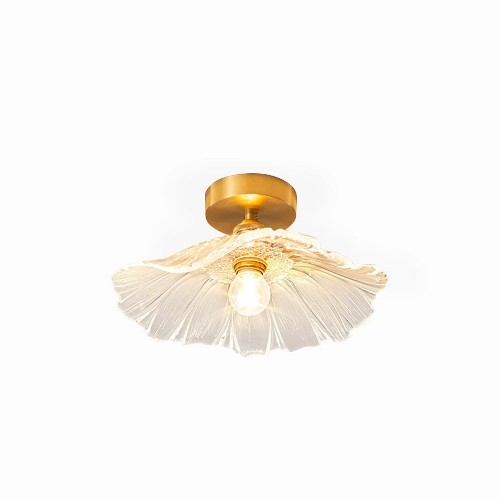 Pendant Light | Flower Glass Shade & Brass Details