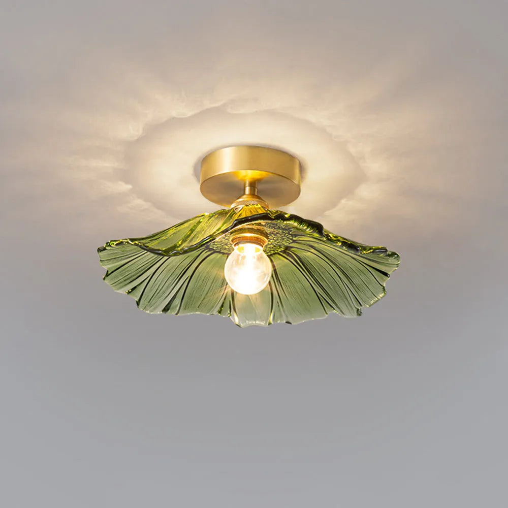 Pendant Light | Flower Glass Shade & Brass Details