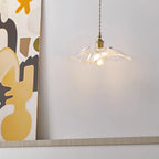 Pendant Light | Flower Glass Shade & Brass Details