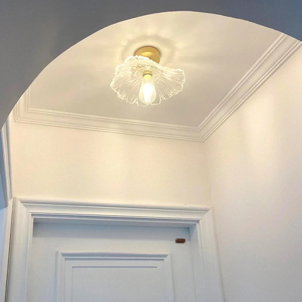 Pendant Light | Flower Glass Shade & Brass Details