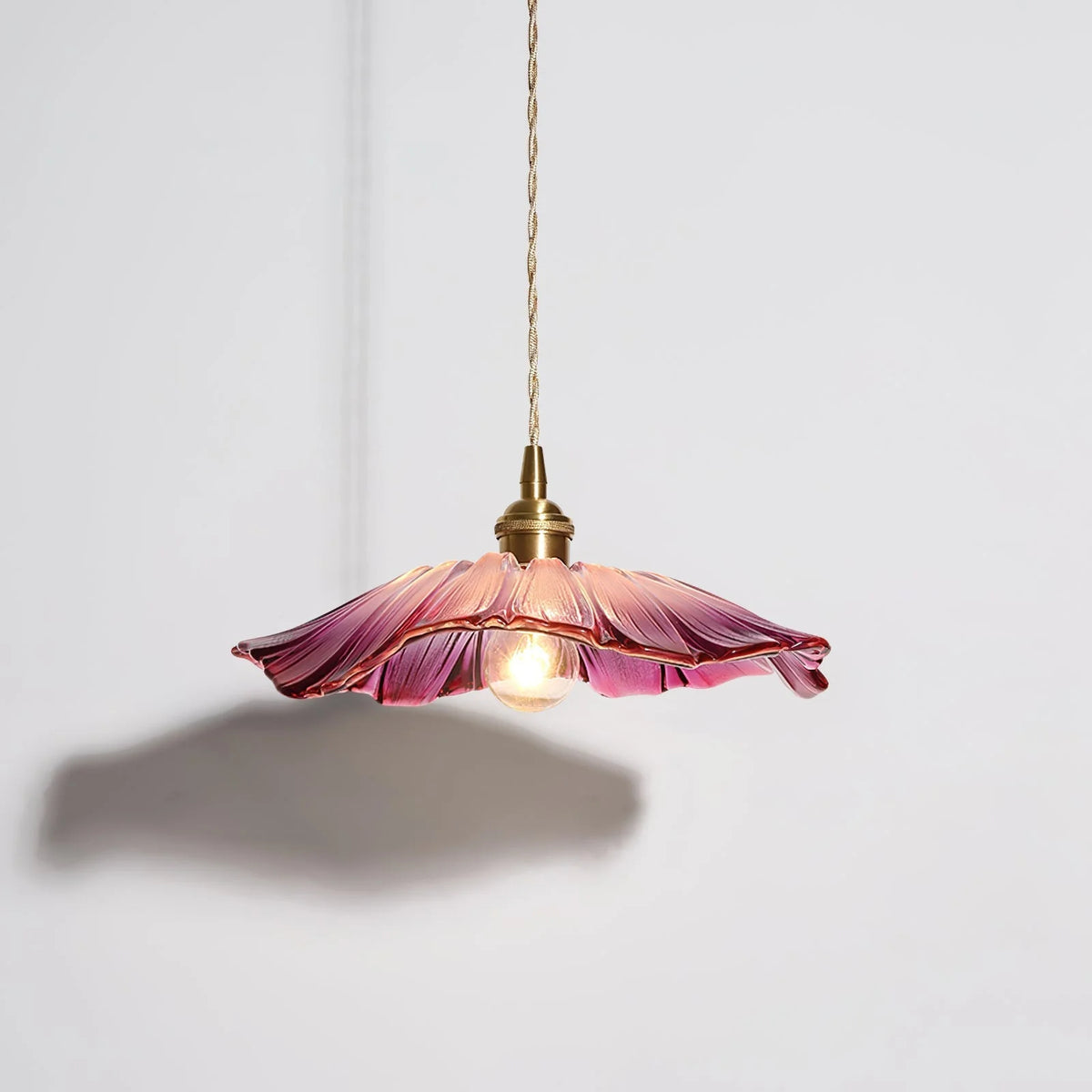 Pendant Light | Flower Glass Shade & Brass Details