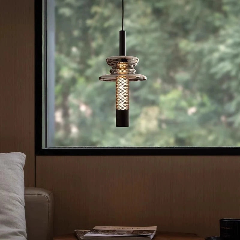 Pendant Light | Geometric Aluminum & Glass | Adjustable Height