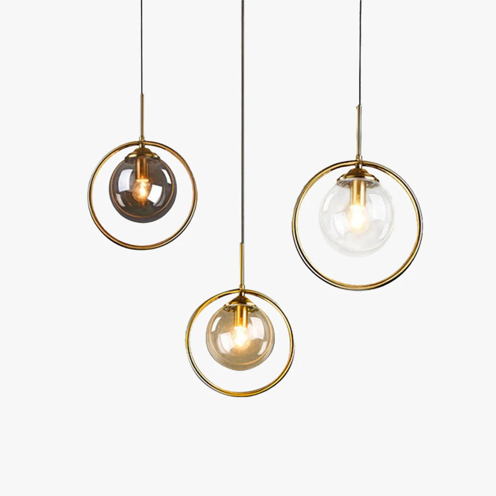 Pendant Light | Glass Shade & Metal Ring Dimmable & Color-Change
