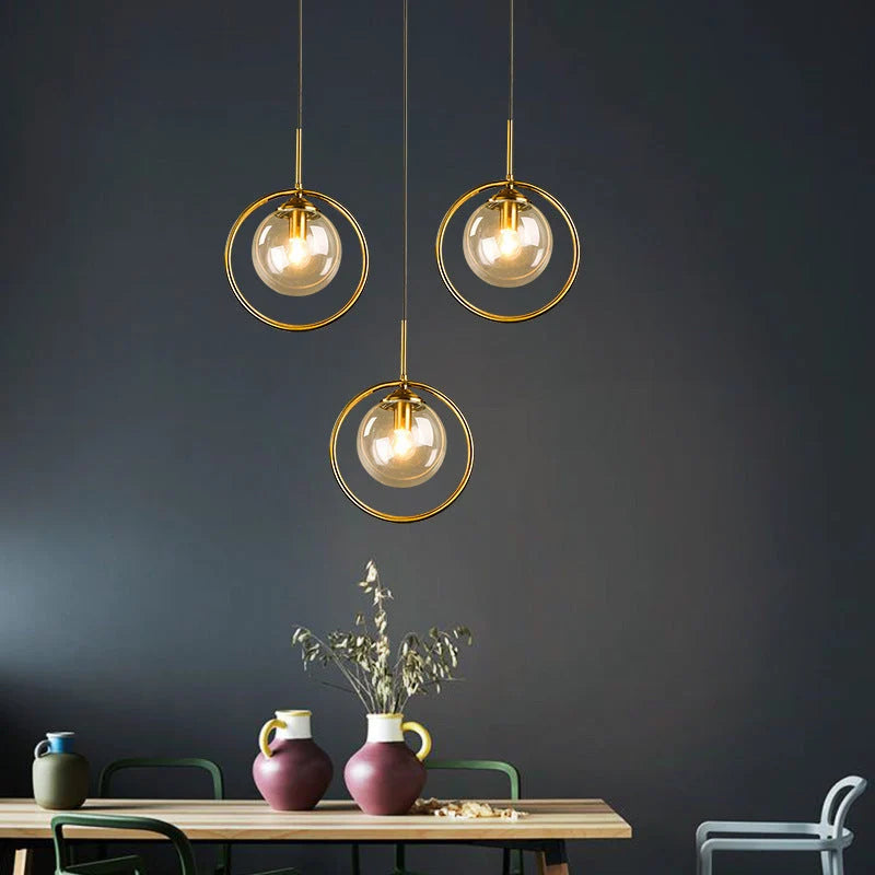 Pendant Light | Glass Shade & Metal Ring Dimmable & Color-Change