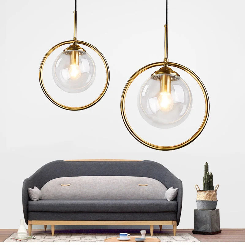 Pendant Light | Glass Shade & Metal Ring Dimmable & Color-Change